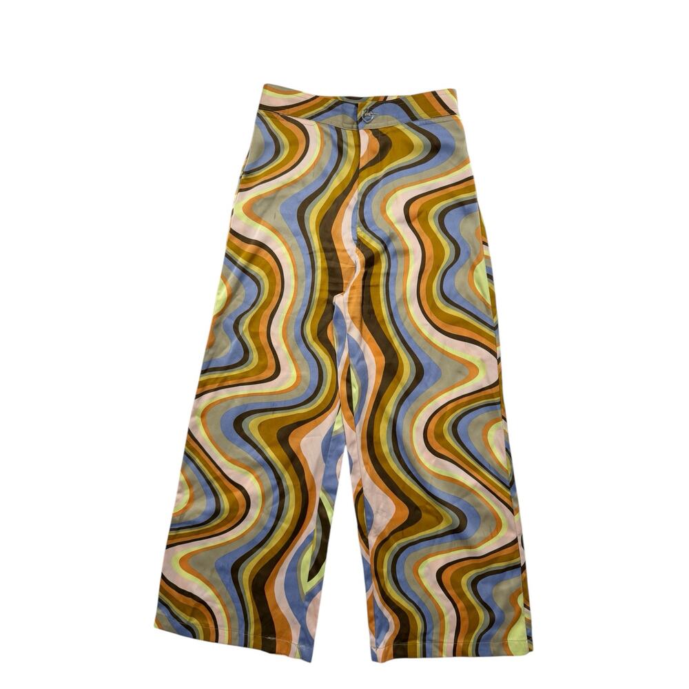URBAN OUTFITTERS Olympia Scarf Pant Swirl Wide Leg Sz Small Orange Brown Yellow